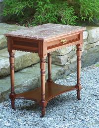 Marble top cherry Victorian bedside table c1875