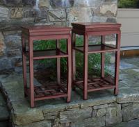 Pair of Chinese stands in red c1800