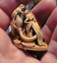 Antique Netsuke ivory Frogs flower blossoms