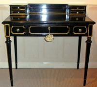 Napoleon III black lacquered ladies writing desk with gilt c1870