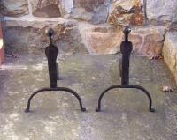 Pair hand wrought Yale University dorm andirons c1900