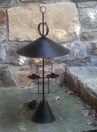 Vintage Hurley Patentee double tin adjustable candle stick lamp with shade c1950
