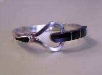 Taxco Mexican sterling silver and obsidian bracelet