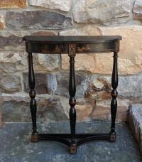 Chinoiserie hallway half table with original hand painted surface c1880