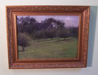 Fannie Burr landscape oil painting of an early house c1896