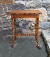 Faux bamboo Victorian table with birdseye maple top c1880
