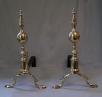 J Davis Boston Federal period brass fireplace andirons