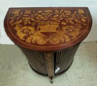 18thc Dutch marquetry tambour stand with two doors