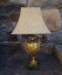 Gilt brass urn lamp with Bacchus motif c1900