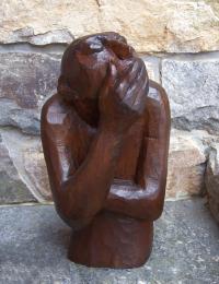 Louis W Ludvik Durchanek wood sculpture of pensive man c1950