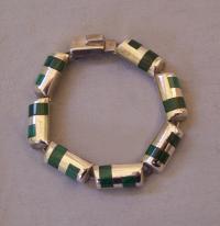 Taxco Mexico 950 silver malachite bracelet c1980