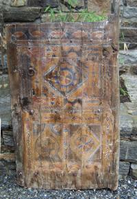 Antique Moroccan carved and painted door
