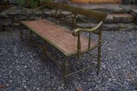 Country Sheraton green hand painted cane seat settee c 1820