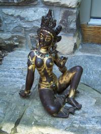 Vintage Indian gilt bronze seated female deity