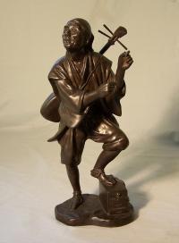 Japanese Meiji bronze Musician by Seiya Sei c1900
