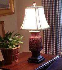 18thc Chinese cinnabar vase mounted as lamp