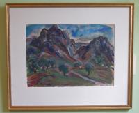 Marion Huse landscape oil painting of Les Beaux France c1947