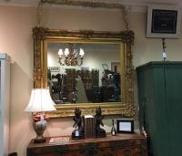 Large French Baroque gold leaf framed mirror c1900