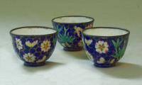 18th century Chinese enamel tea cups set of 3