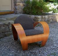 Vintage modern bentwood cherry side chair after Gerald Summers