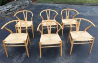 Hans Wegner set of 6 wishbone chairs Mid Century