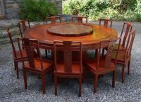 Chinese round dining table with ten chairs and sideboard rosewood c1980