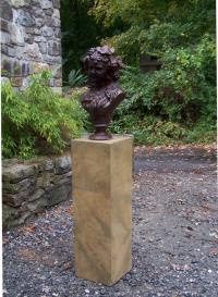 Victorian cast iron garden bust on pedestal c1860