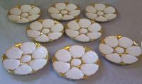 8 Limoges porcelain oyster serving plates Charles J Ahrenfeldt c1900