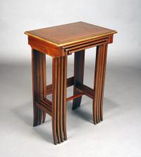 French set of four mahogany brass inlaid nesting tables c1910