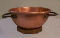 Early American hand made copper cauldron on stand c1850