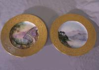 Royal Bavarian Hutschenreutner pair scenic porcelain plates