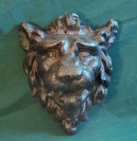 Antique cast iron Architectural roaring lion head mask c1860