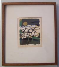 Mizufune Rokushu colored wood block print c1962