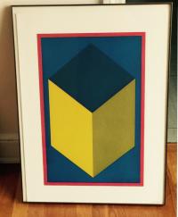 Sol LeWitt aquatint of a cube in a square