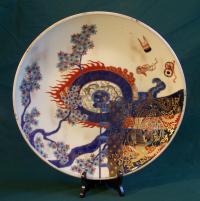 Antique Japanese Fukagawa Imari gilt enamel charger c1860