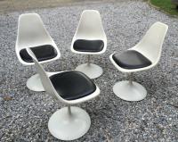 Set of four modern white pedestal base chairs c1950