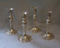 Set of 4 Black Starr and Frost sterling candlesticks