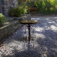 Antique wrought iron table with pine top