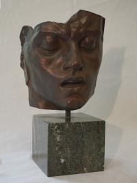 Vintage John Lundqvist bronze sculpture mask