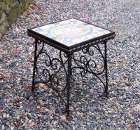 Vintage wrought iron tile top table