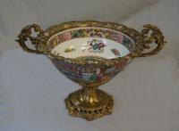 Rose Medallion bowl mounted in gilt bronze c1880