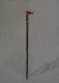19thc whippet dog cane hand carved from burl wood