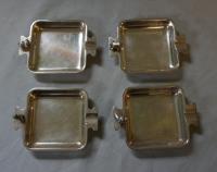 Vintage set of four sterling silver ashtrays with tiny animals