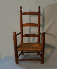 Antique early American childs ladderback armchair c1730