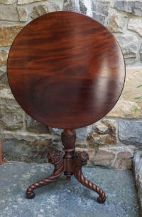 Antique American Empire tilt top mahogany tea table c1840