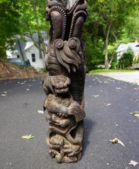 Antique Chinese foo lions architectural bracket