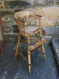 Antique New England painted pine high chair