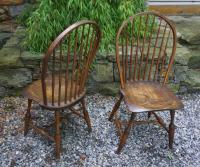 Antique pair of New England bow back Windsor chairs