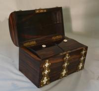 Antique English calamander wood tea caddy