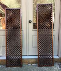 Pair of walnut twist grille window screens c1890